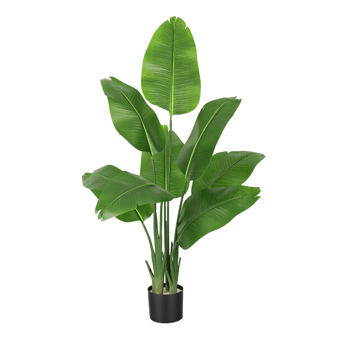 Bird of Paradise Plant Artificial 4ft, Faux Tree with 8 Trunks, Low-Maintenance Realistic Silk Banana Leaf Floor Plant in Sturdy Pot, Tropical Decor for Home Office and Bedroom