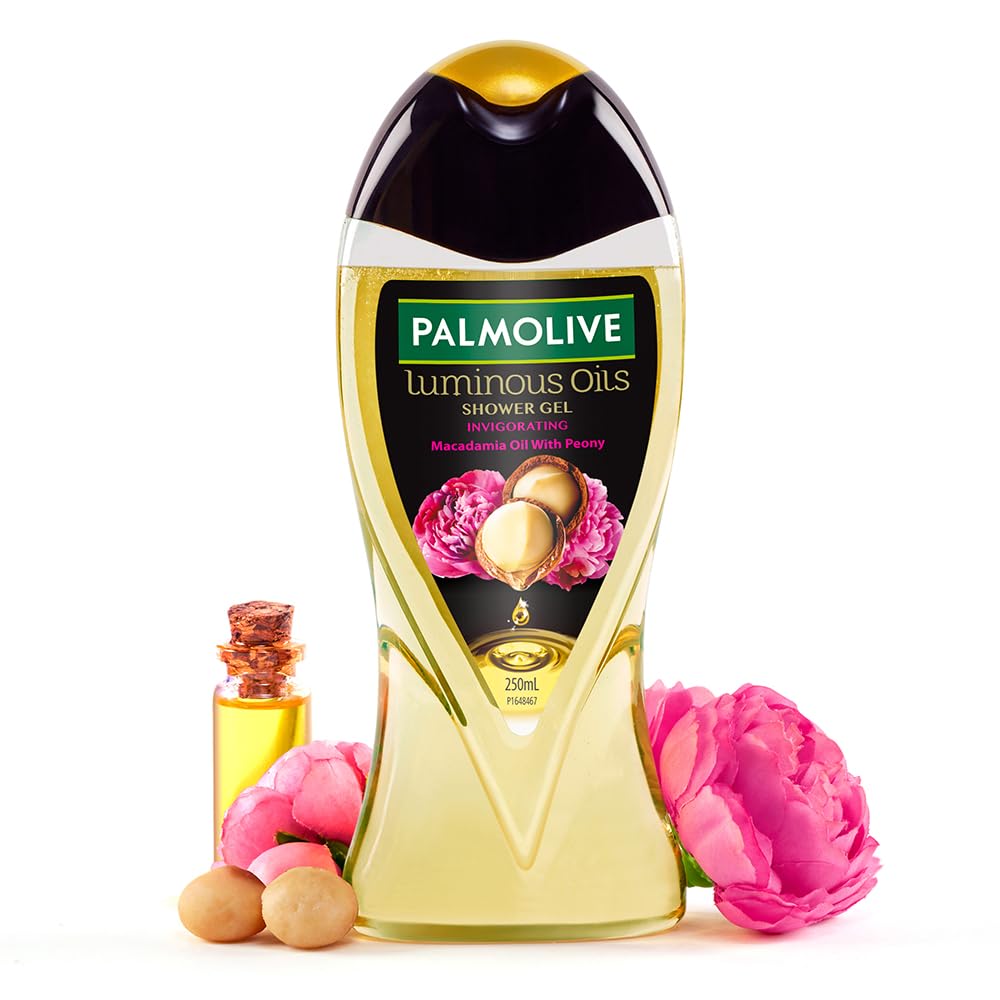 Palmolive Luminous Oil Invigorating Body Wash for Women & Men, 250ml Shower Gel Single Bottle, 100% Natural Macadamia Oil & Peony Extracts For Everyday Freshness & Radiant Skin, PH Balanced Bodywash,