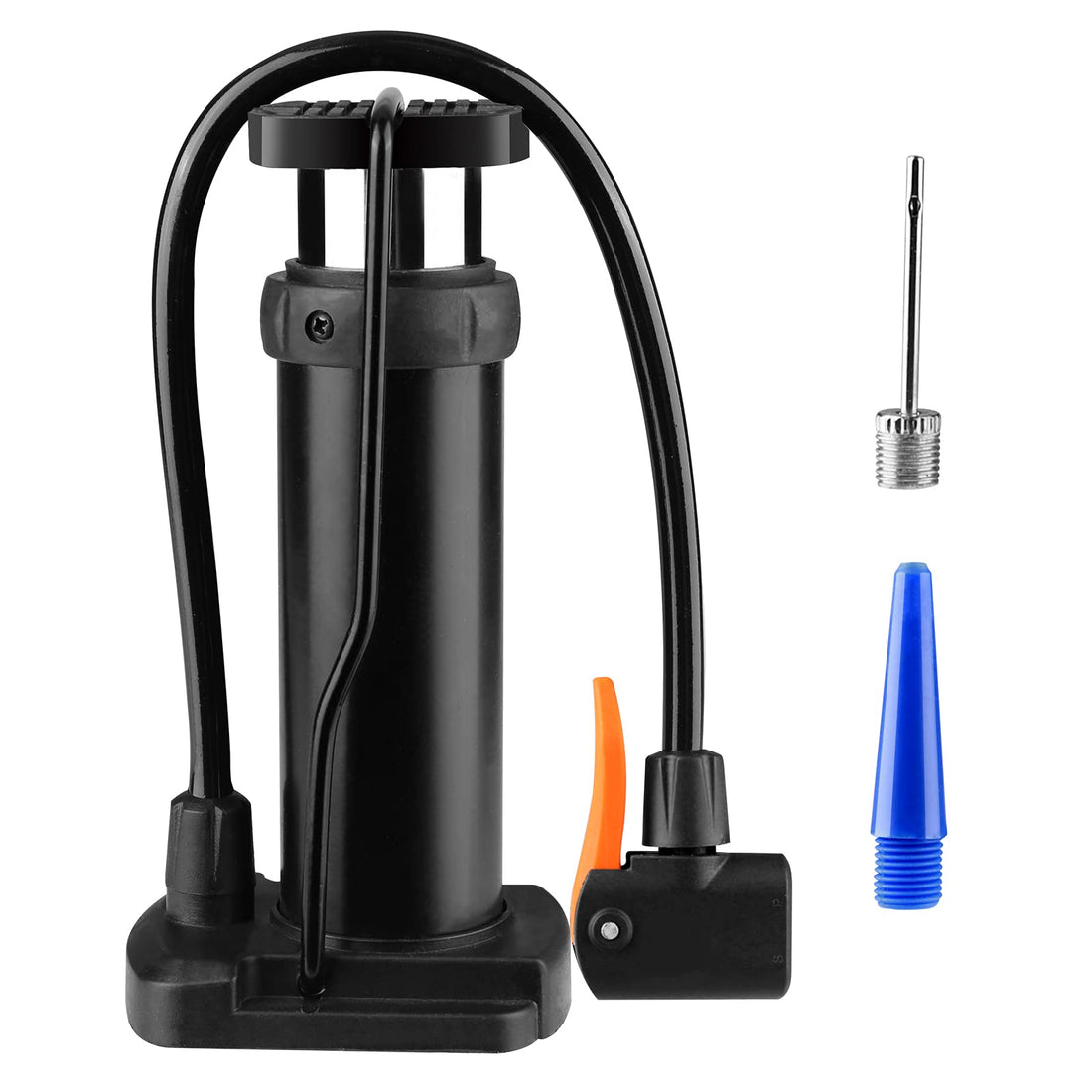 Bike Foot Pump Lightweight, Universal Presta & Schrader Valve Foot Activated Aluminum Alloy Barrel Portable Mini Bike Tire Air Pump Bicycle Floor Pump with Free Gas Ball Needle