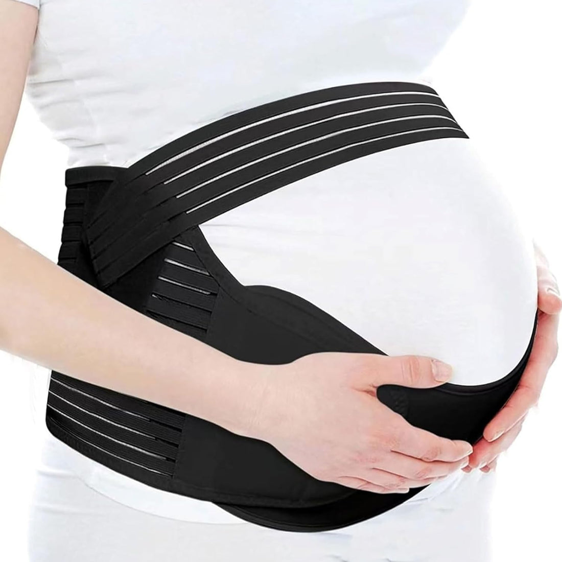 3×1 Maternity Support Belt for Pregnant Women, Adjustable Belly and Back Support, Back and Pelvic Pain Relief, Flexible and Breathable for Posture Correction and Waist Support (White, XX-Large)