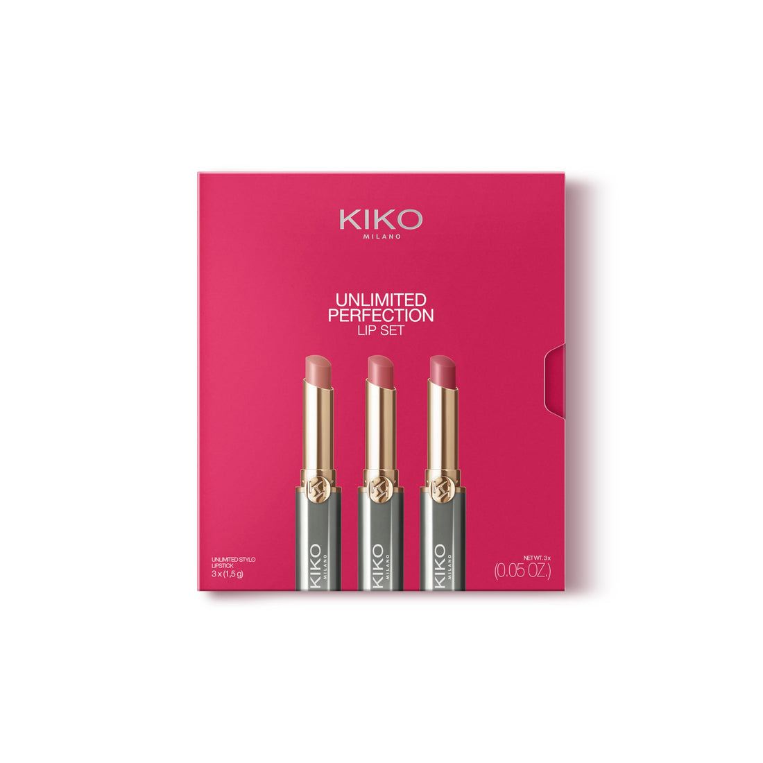 KIKO Milano Unlimited Perfection Lip Set 01, Kit Containing 3 Creamy, Long-Lasting And Transfer-Proof Lipsticks