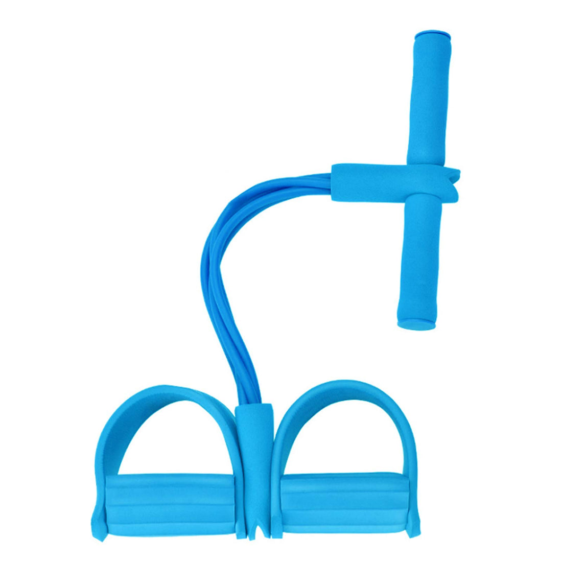 DUT Pedal Resistance Band, 4-Tube Elastic Sit Up Pull Rope Sit-Up Chest Fitness Beauty Leg, Portable Home Gym with Elastic Bodybuilding Fitness Slimming Training Exercise Bands (Blue)