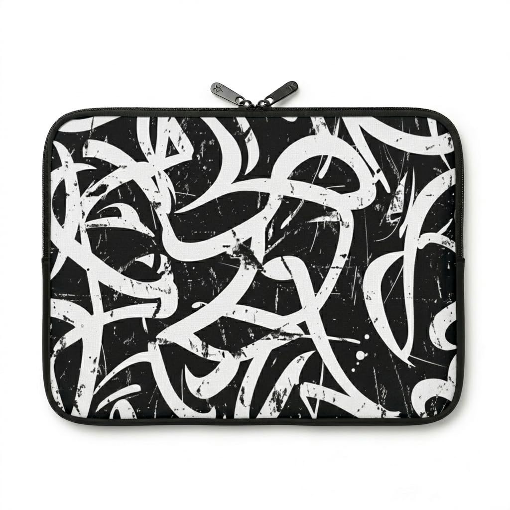 Premium Laptop Sleeve Case, Shockproof Protective Case, Soft Velvet Lining, High-Density Foam Padding, Durable Zipper, Stylish Design for MacBook and Laptops (up to 15.6 inch) - Ink Flow