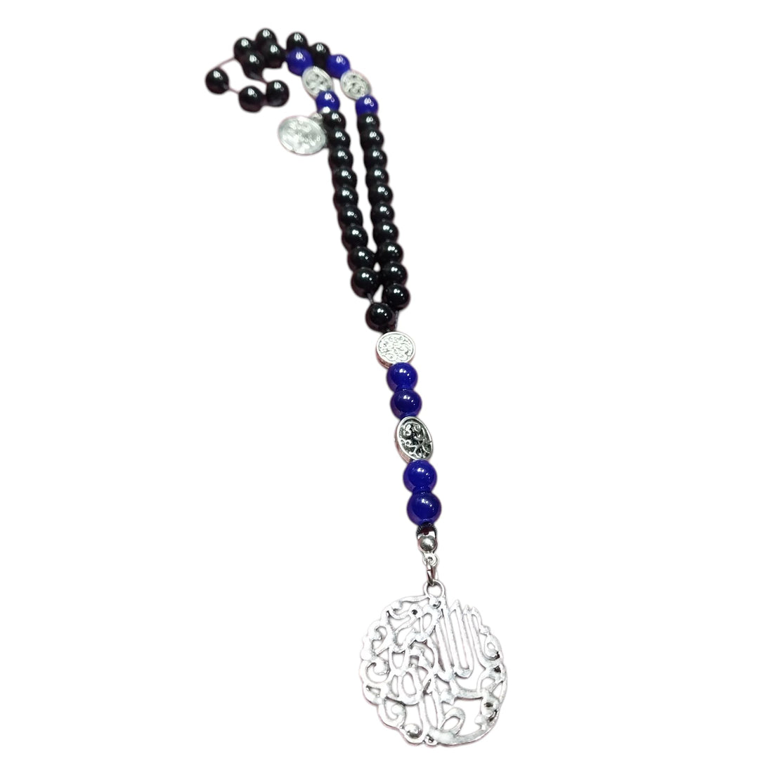 Tag Tesbih Tasbih Tespih Misbaha Subha 33, 30 cm, Muslim Islamic Rosary Prayer Worship Accessories, Semi-Precious Stone Tiger's Eye Onyx Black Beads Ball 8 mm