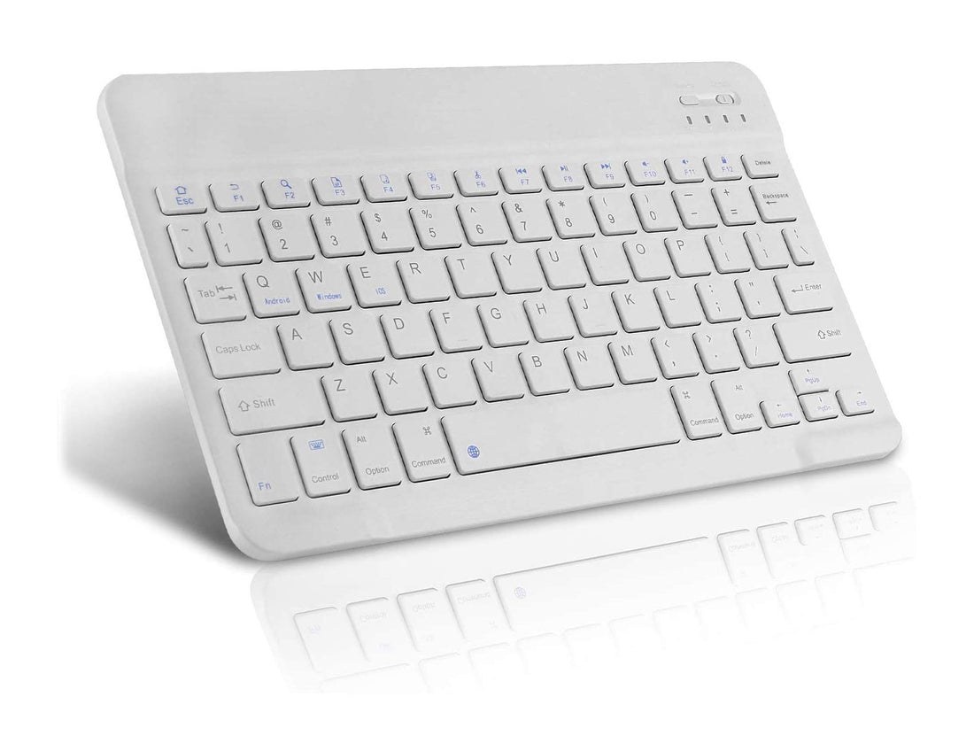 BK-100 Mini Bluetooth Keyboard Wireless Rechargeable Keyboard iOS, Android, Mac OS and Windows For Mobile, Tablet & TV Colors: (Black, White) (White)