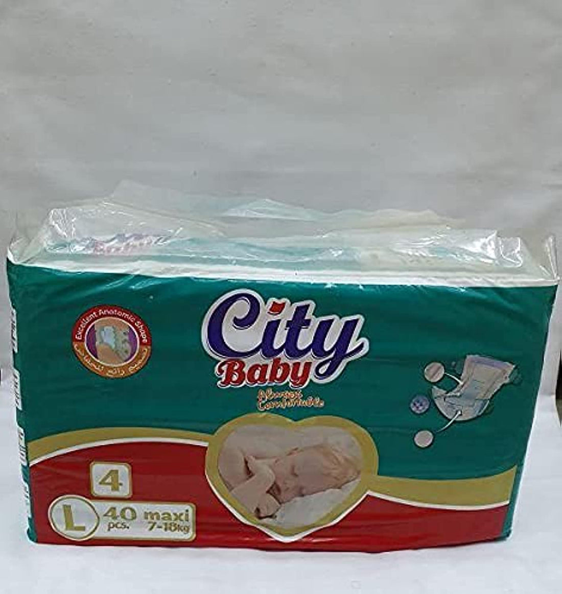City Baby Baby Diapers - Size 4 - Maxi 7 - 18 Kg - Always Comfortable - L 40 Pcs , 2725615489429