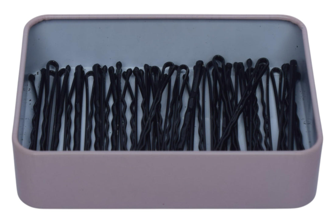 Hair Pins For Womens And Girls With Cute Metal Case - Black Sm3