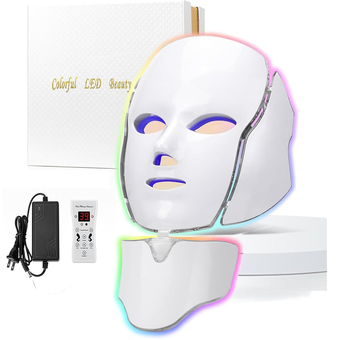 Blue Red Light Theràpy Màsk for Face, 7 Colors led face màsk Light Theràpy, Portable Facial Skin Care Màsk for Face and Neck At Home