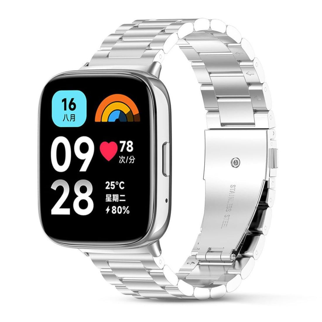O Ozone Metal Watch Strap Compatible with Redmi Watch 3 Active/Redmi Watch 3 Lite,Stainless Steel Strap Bracelet for Men Women, Adjustable Replacement Band