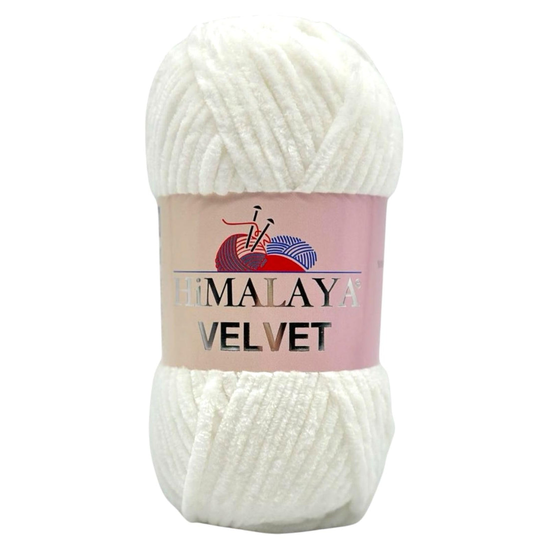 Himalaya Velvet Chenille Yarn 120 m, 100 g, 100% Polyester, Knitting Yarn, Micropolyester Wool, Fluffy, for Knitting or Crocheting (90001 White)