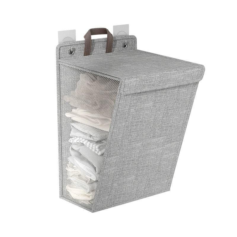 Laundry Basket 57 x 40 cm Gray Mesh Laundry Basket Practical Dirty Clothes Hamper Hanging Double Face or Screws for Bathroom Laundry Room | By Generic