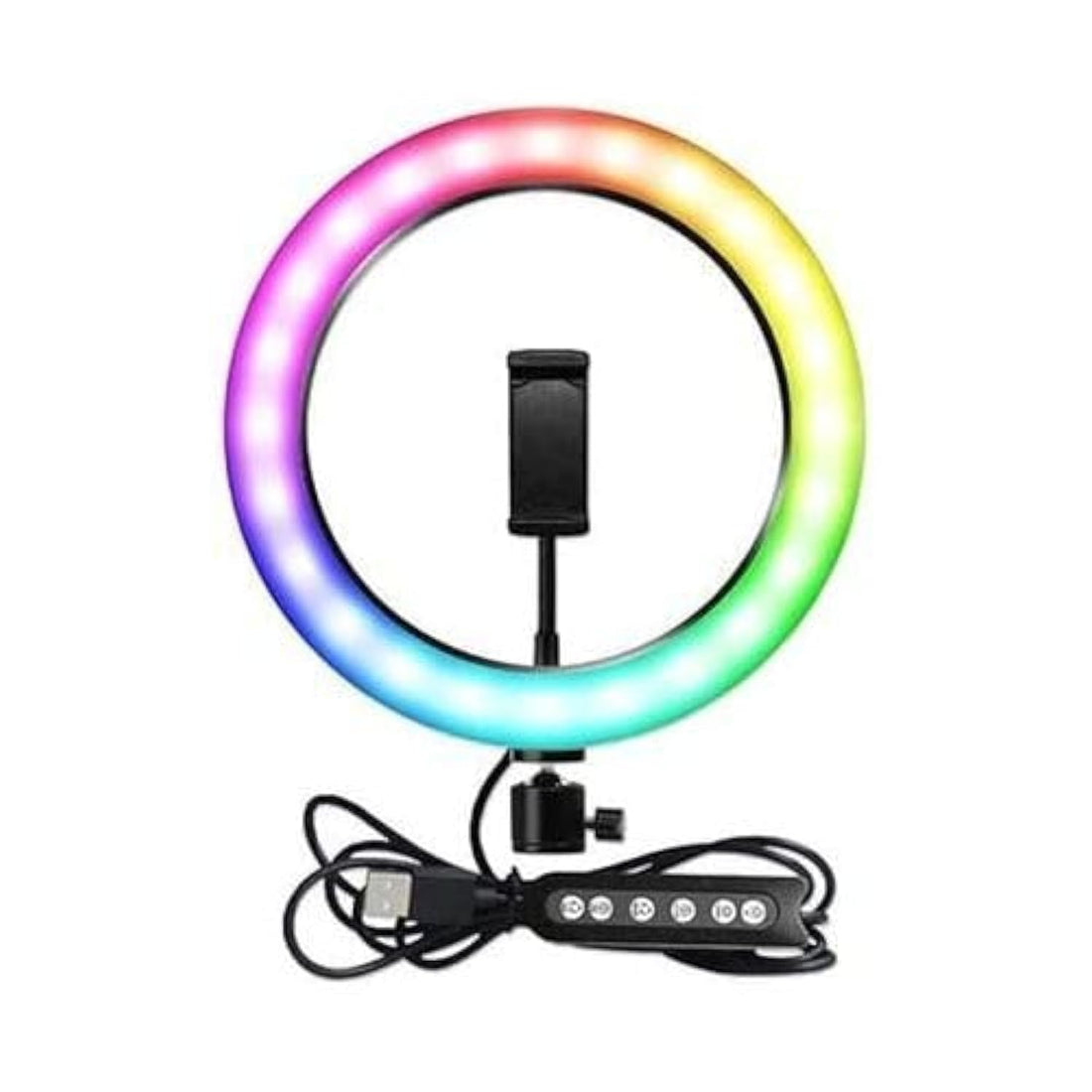 MJ33 RGB Ring Light With Phone Holder And Coloring Vibrant Lighting Is Highly Practical For Stunning Shoots 32 CM - Black