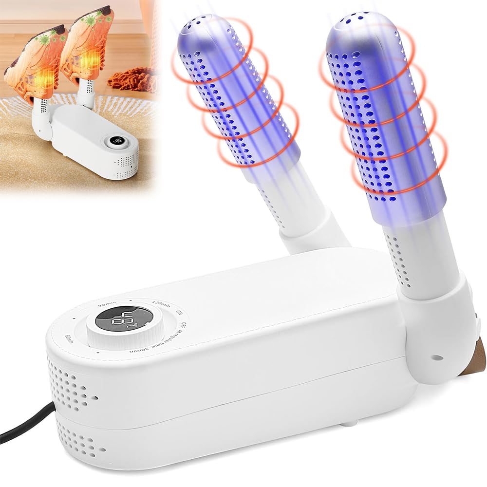 Electric Shoe Dryer, Shoe Dryer, Shoe Dryer, Boxing Glove Dryer, Electric Shoe Dryer with Digital Display, Foldable Design, Effectively Eliminates Odours (EU Plug)