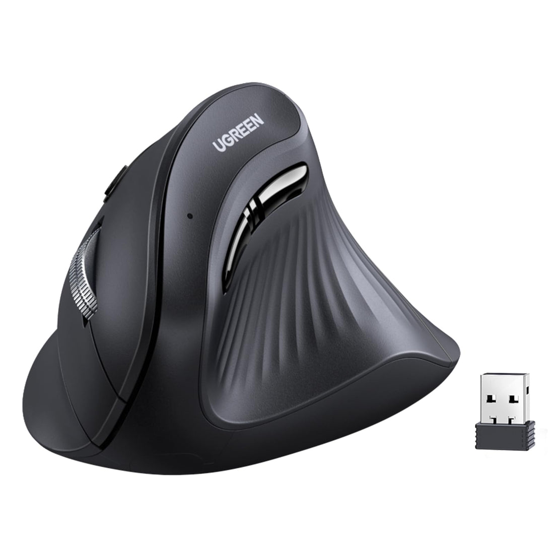 UGREEN Ergonomic Vertical Mouse, 2.4GHz Wireless or Bluetooth 5.0, 1000/1600/2000/4000DPI, 5 Buttons, Connects Up to 3 Mac/PC Computers, 57° Ergonomic Angle, Windows, MacOS, Linux, Chrome OS, Android