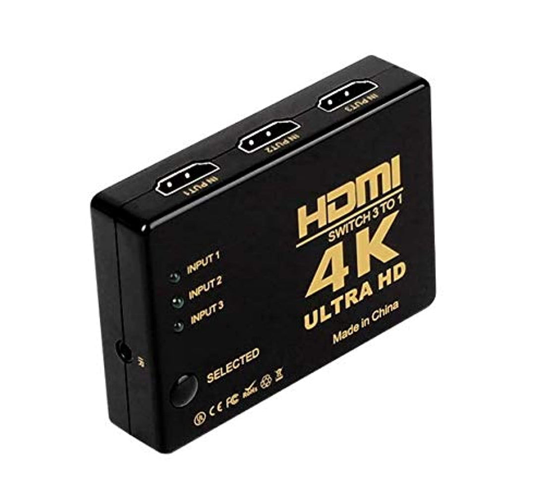 Black Mini 3 Port HDMI Switch 3x1 HDMI Switcher 3 input 1 output Splitter HDMI Port for HDTV 1080P Video