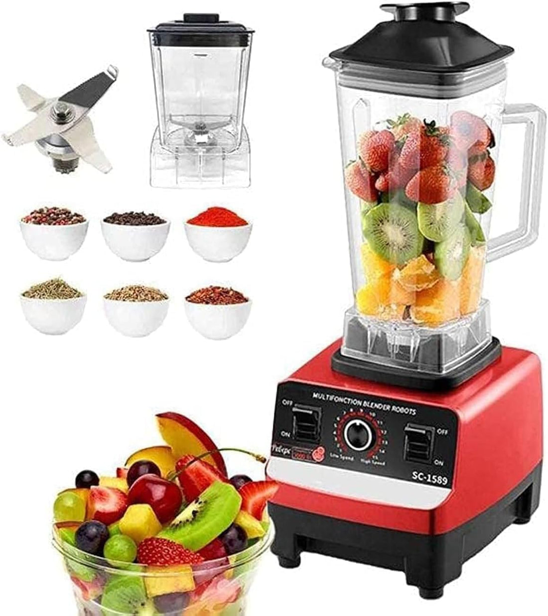 Silver Crest | Heavy Duty Commercial Blender | 4500W Motor, 6 Stainless Steel Blades, Multi-Function Juicer & Grinder | Ideal for Smoothies, Ice Crushing & Food Processing | Black