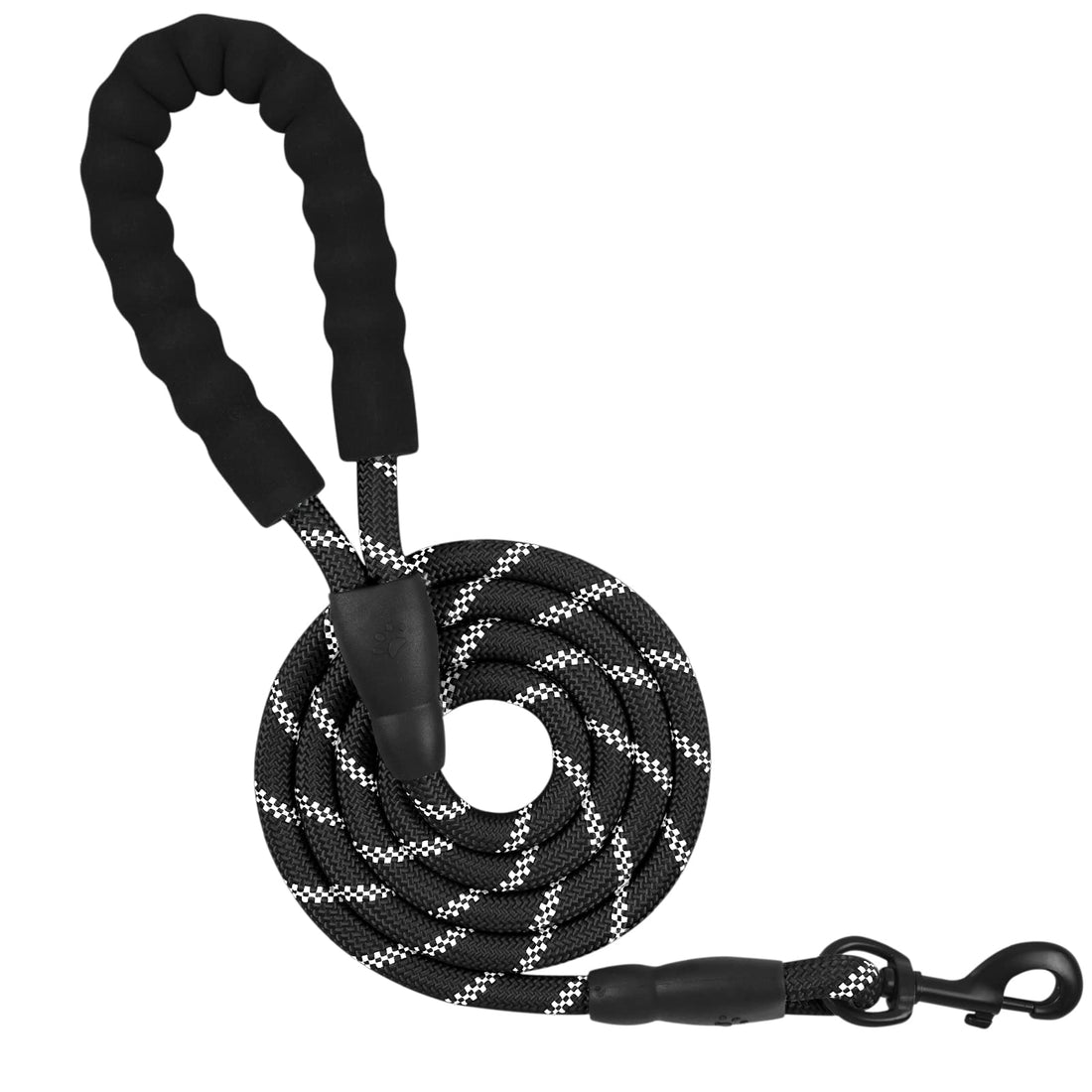 5FT Dog Leash Large Dogs Long Leash for Dogs Outside with Comfortable Padded Handle and Highly Reflective Threads Dog Leashes for Medium Dog Thick Durable Nylon Dog Leashes, Black