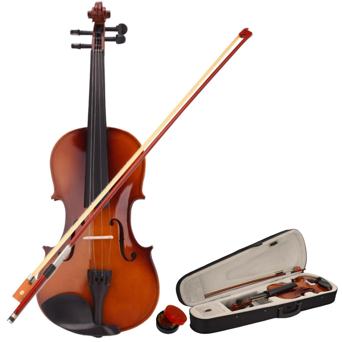 4/4 Beginner Violin for Adults,Complete Full Size Violin Kit with Portable Case,Bow, Rosin All Accessories Included (4/4 Natural)