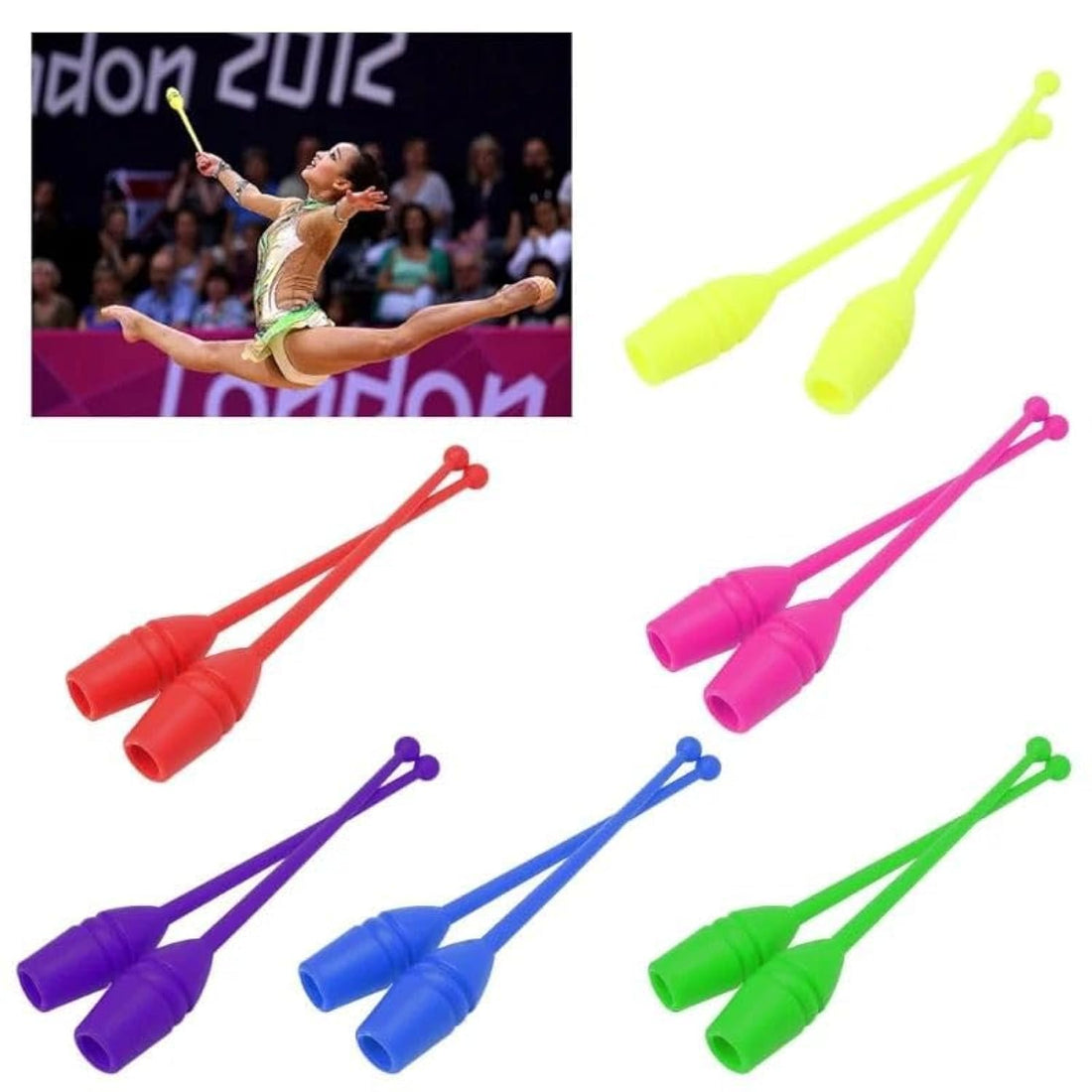 1 Pair Gymnastics Stick Kids Fitness Rhythm Stick Multicolor Percussion Stick Artistic Stick Rhythmic Gymnastics Training Tool by QSHOP®