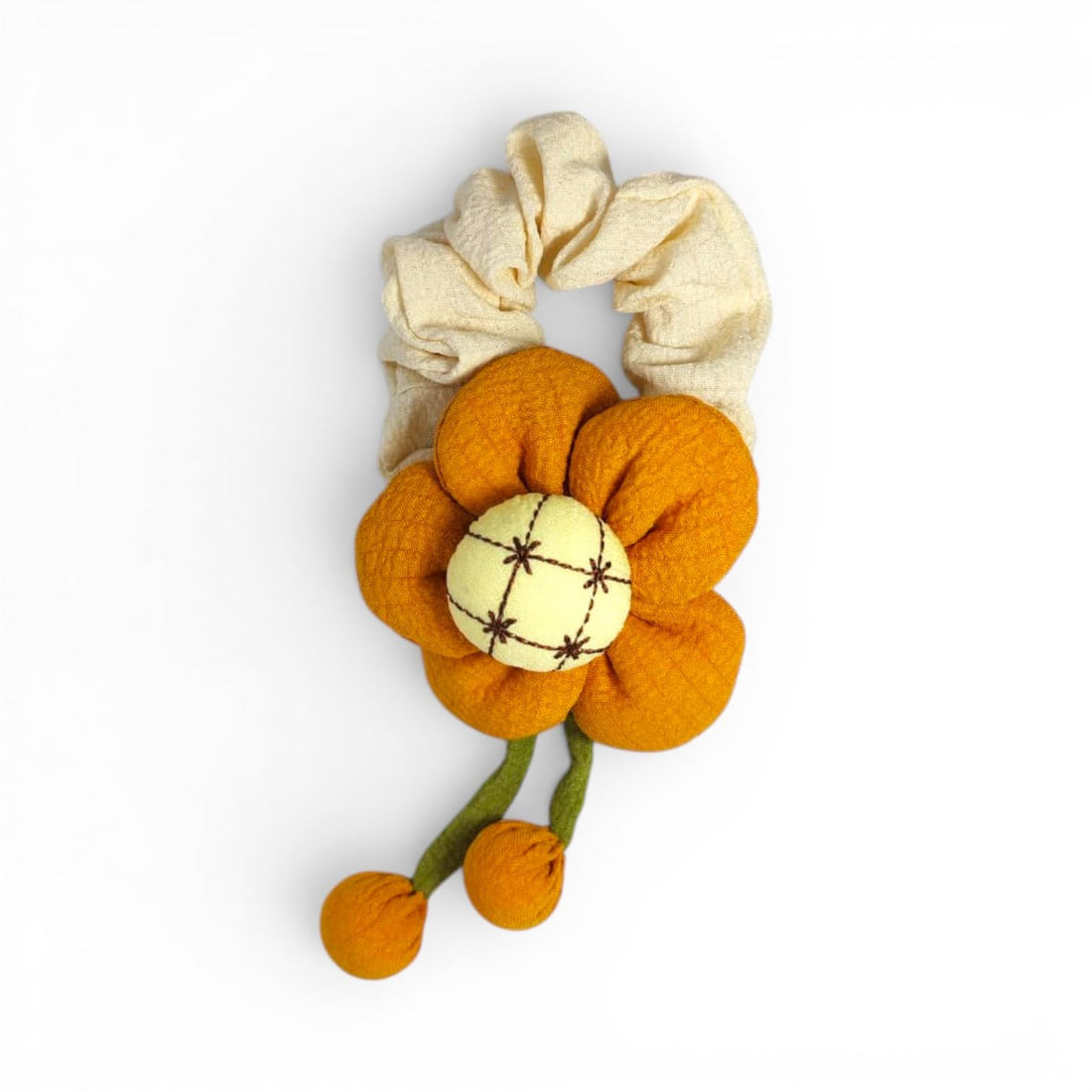 Catch Up Flower Hanging Hair Tie for Women & Girls, Cute Floral Pendant Scrunchie, Soft Elastic Ponytail Holder with Decorative Rose Charm, Stylish Daily Hair Accessory