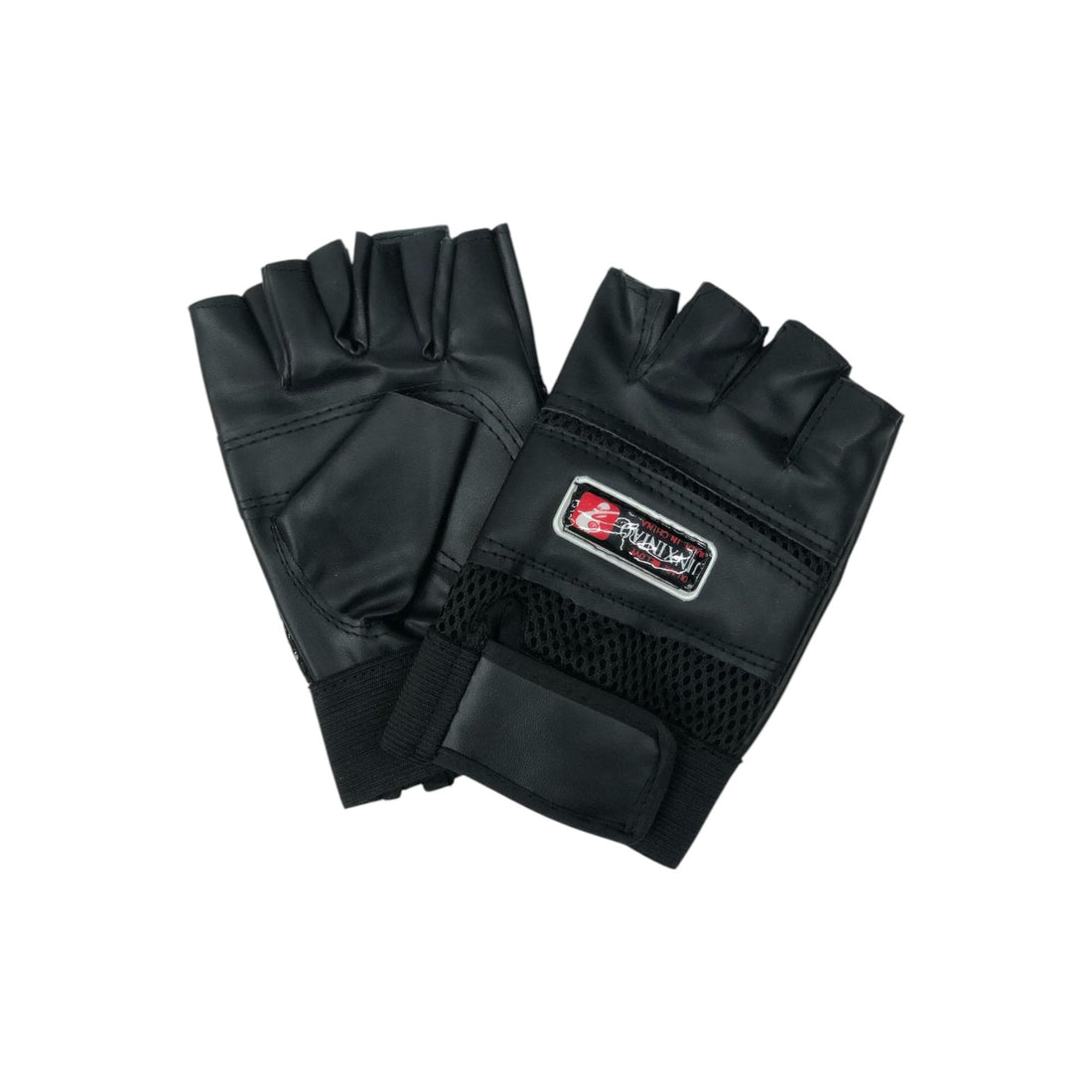 MD Stay Fit Fingerless Weight Lifting Gloves, Black Leather with Mesh, Training and Exercise