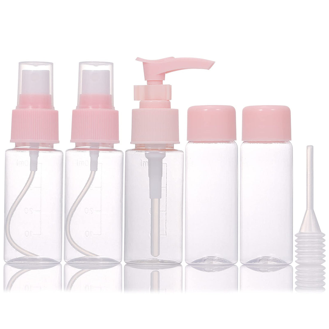 Travel Bottles Set 6 Pack Travel Bottles & Containers,Refillable Small Mini Empty Plastic Pump/Spray/Squeeze Bottles for Cosmetic and Travel Toiletries with Storage Bag(40ML)