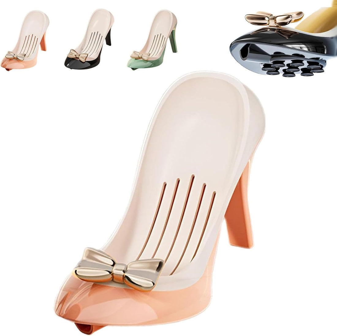 Creative High Heels Soap Box - Self Draining Soap Dish - High Heel Shoe Shaped Soap Box - Bar Soap Holder Keep Dry for Shower, Bathroom/Kitchen (Orange)
