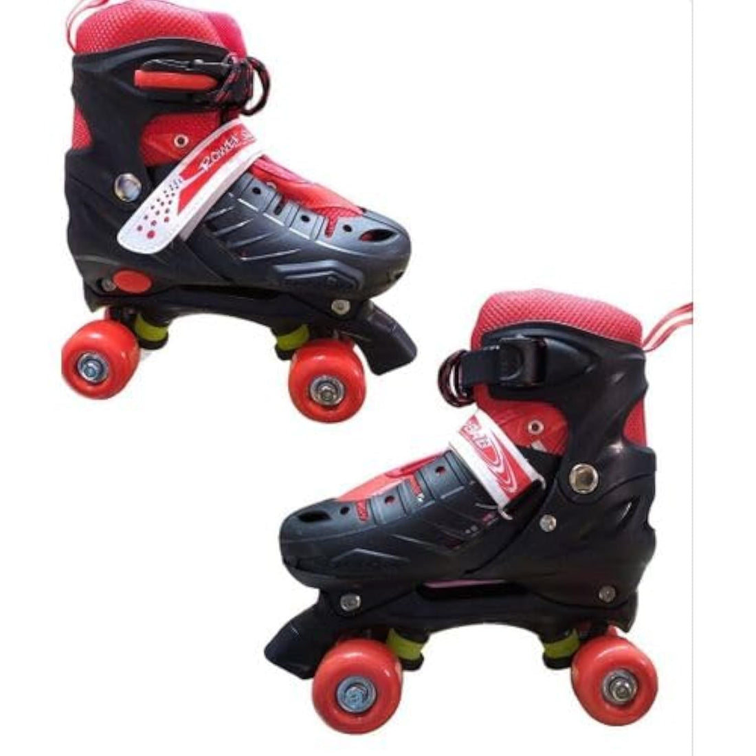 Adjustable Roller Skate Shoes, 2 Rows, (4Wheels) Red/Black -Size Large, 2 Pcs