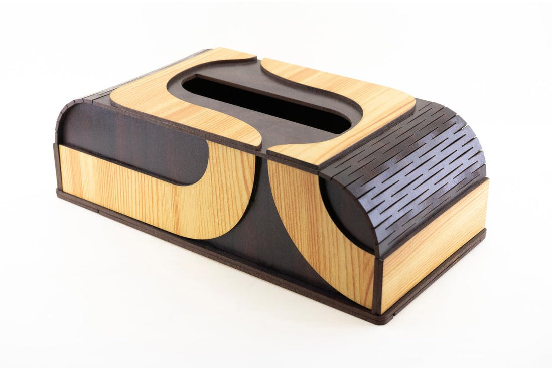 GALLERY DOAA Publication Gallery Wooden Tissue Box New and Modern Shape (Beige)