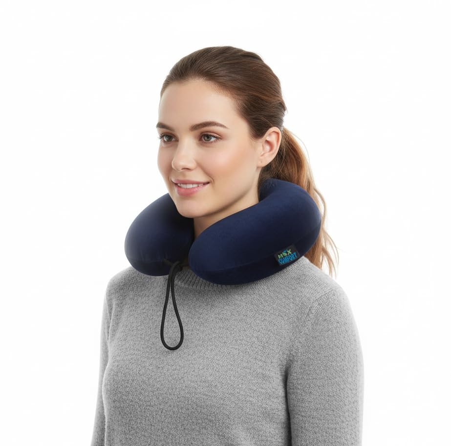 Max Comfort Travel Memory Foam Neck Pillow - Blue