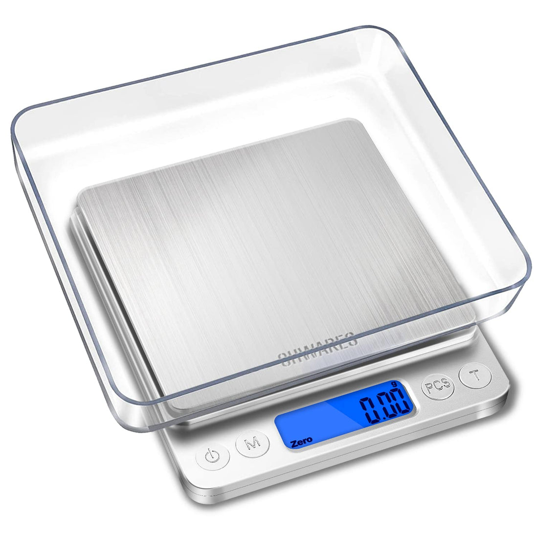 CHWARES Food Scale, Rechargeable Kitchen Scale with Trays 3000g/0.1g, Small Scale with Tare Function Digital Scale Grams and Ounces for Weight Loss, Dieting, Cooking, Meal Prep, Coffee, Jewelry