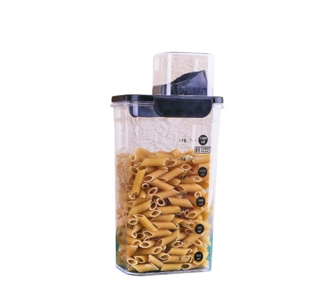 Cereal Keeper Clear Airtight Large Keep Dry Pouring Storage Containers 1.6 ml (black)
