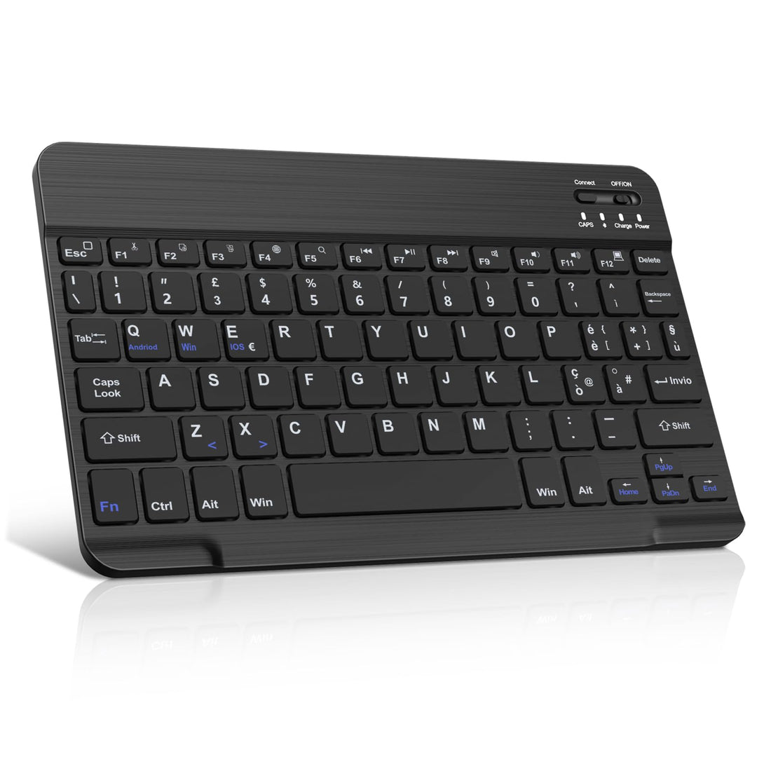 SENGBIRCH Italian Bluetooth Keyboard – Light Portable Wireless Keyboard for Tablet iPad, Samsung, Huawei, iOS, Android, Windows and Any Bluetooth-Enabled Device, Black