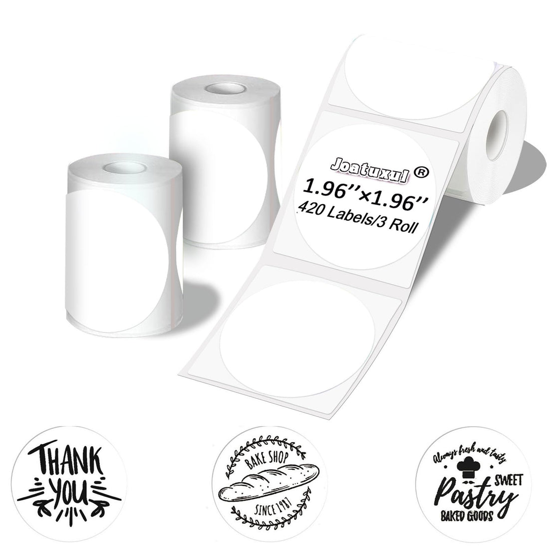 2 inch Round Thermal Labels for T50M/M110/M120/M220/M221 Label Maker, Thermal Printer Labels for Barcode, Shipping, Customized, Circle Direct Thermal Stickers 420 PCS/3 Rolls, White