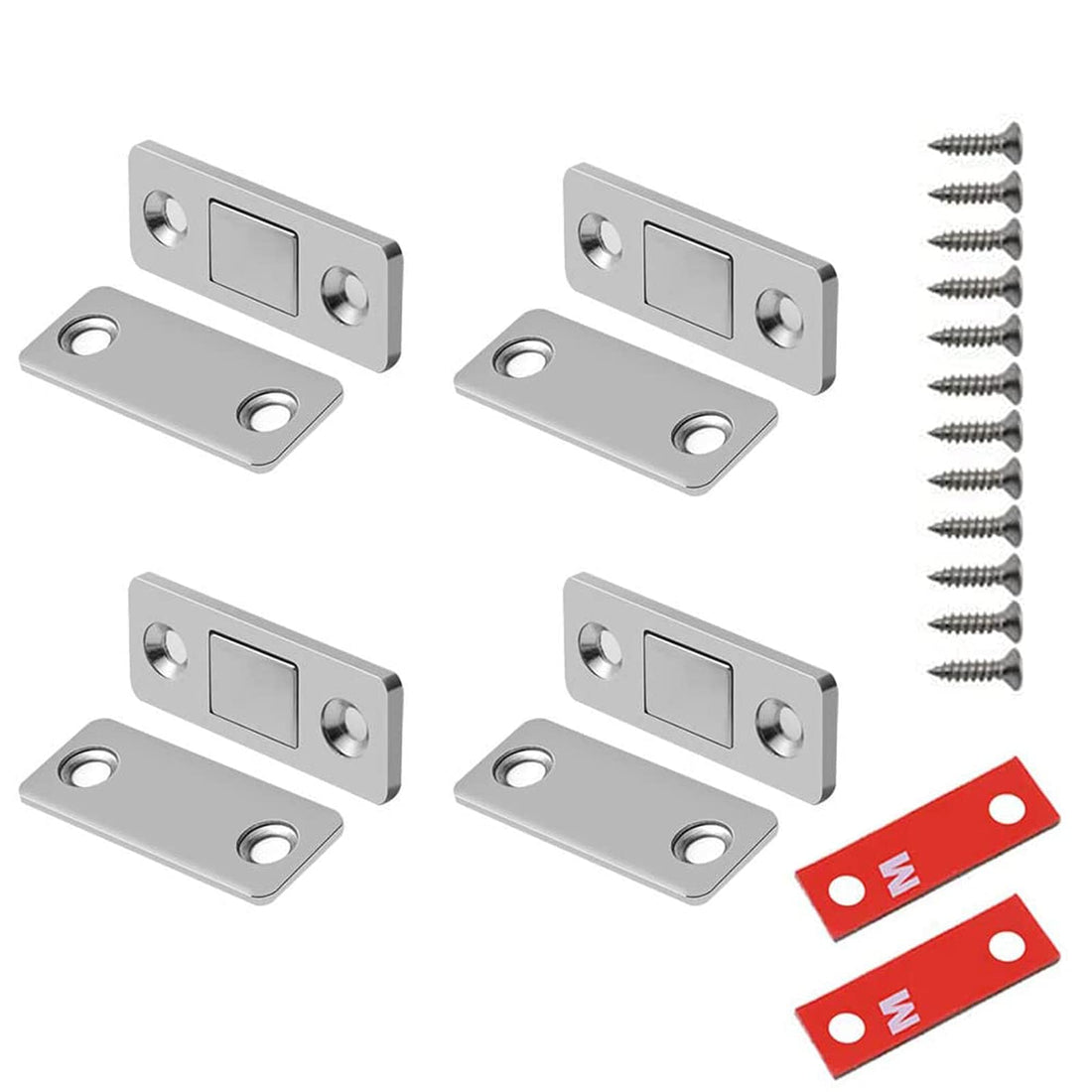 Mmgoqqt Door Magnets, 4 PCS Ultra Thin Door Magnets with Screws and Self-Adhesive, Sliding Door Close Magnetic, Cabinet Door Magnetic Catch, Drawer Magnets for Kitchen, Closets, Window