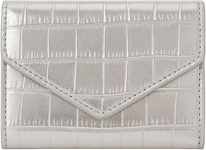 ZonShop Luxury Women Wallet Crocodile Design Credit Card Holder Cash Purse Stylish Small Pocket Wallet for Women Girls Multipurpose ID Card ATM Card Case (Silver)