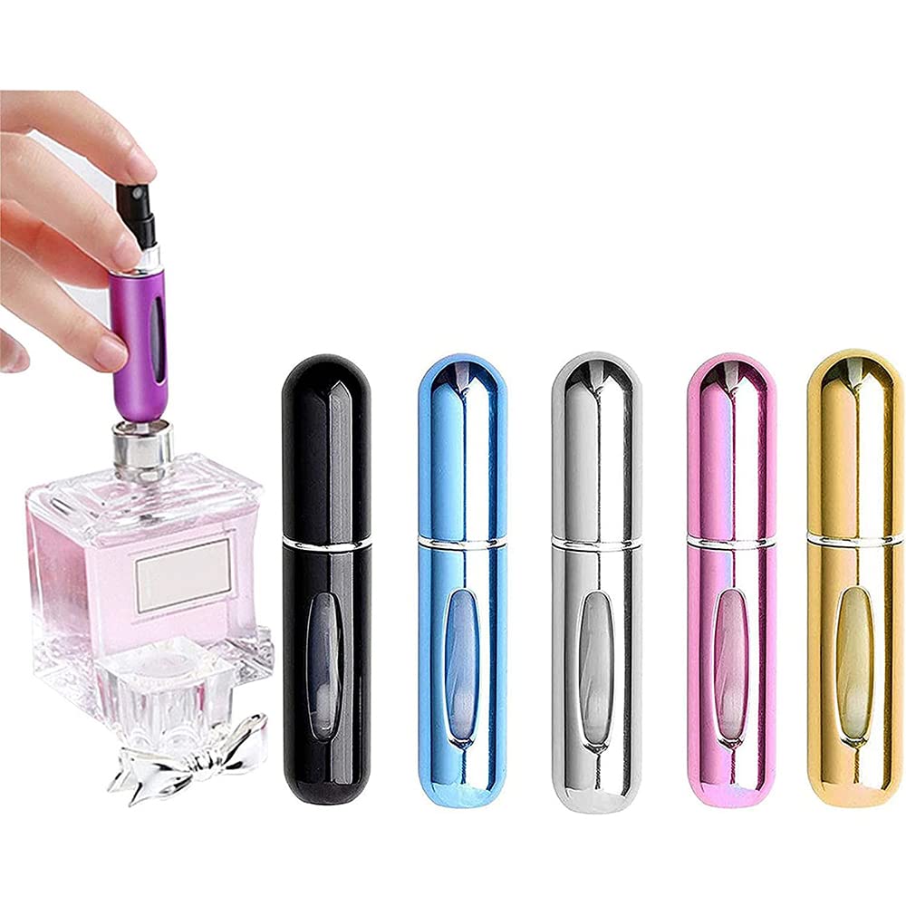 Perfume Atomiser Refillable, Bottles Portable Atomiser, Mini Portable Empty Spray Bottle, You Can Take It With You On Travel And On Holidays (5 Pieces 5 ml Random Colors)