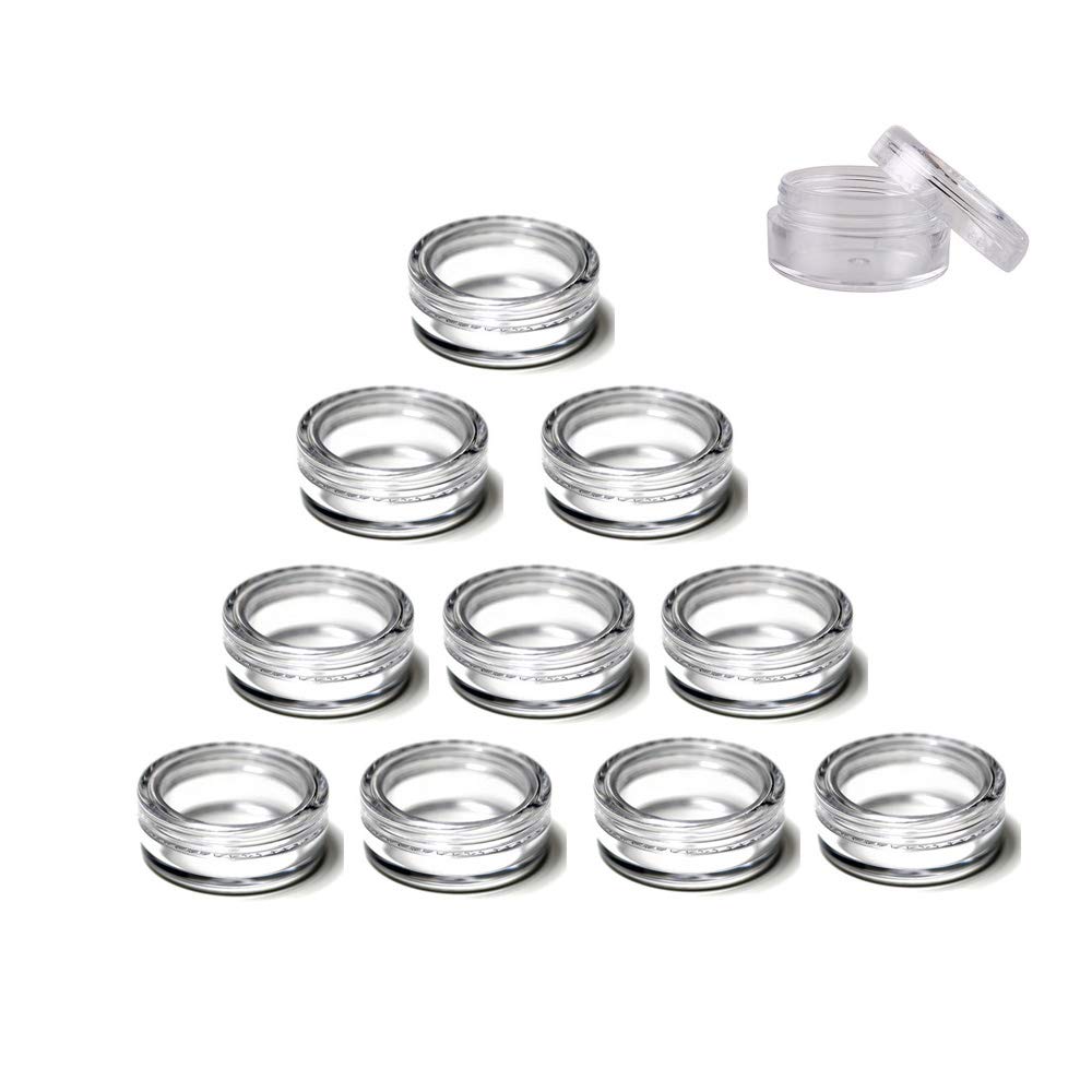 GBSTORE 3 Gram Plastic Cosmetic Containers,for Eye Shadow Nails Powder Jewelry Cosmetic Lip Balm Lip Gloss Cream Lotion and Creams Sample Make-up Storage(10 Pcs)