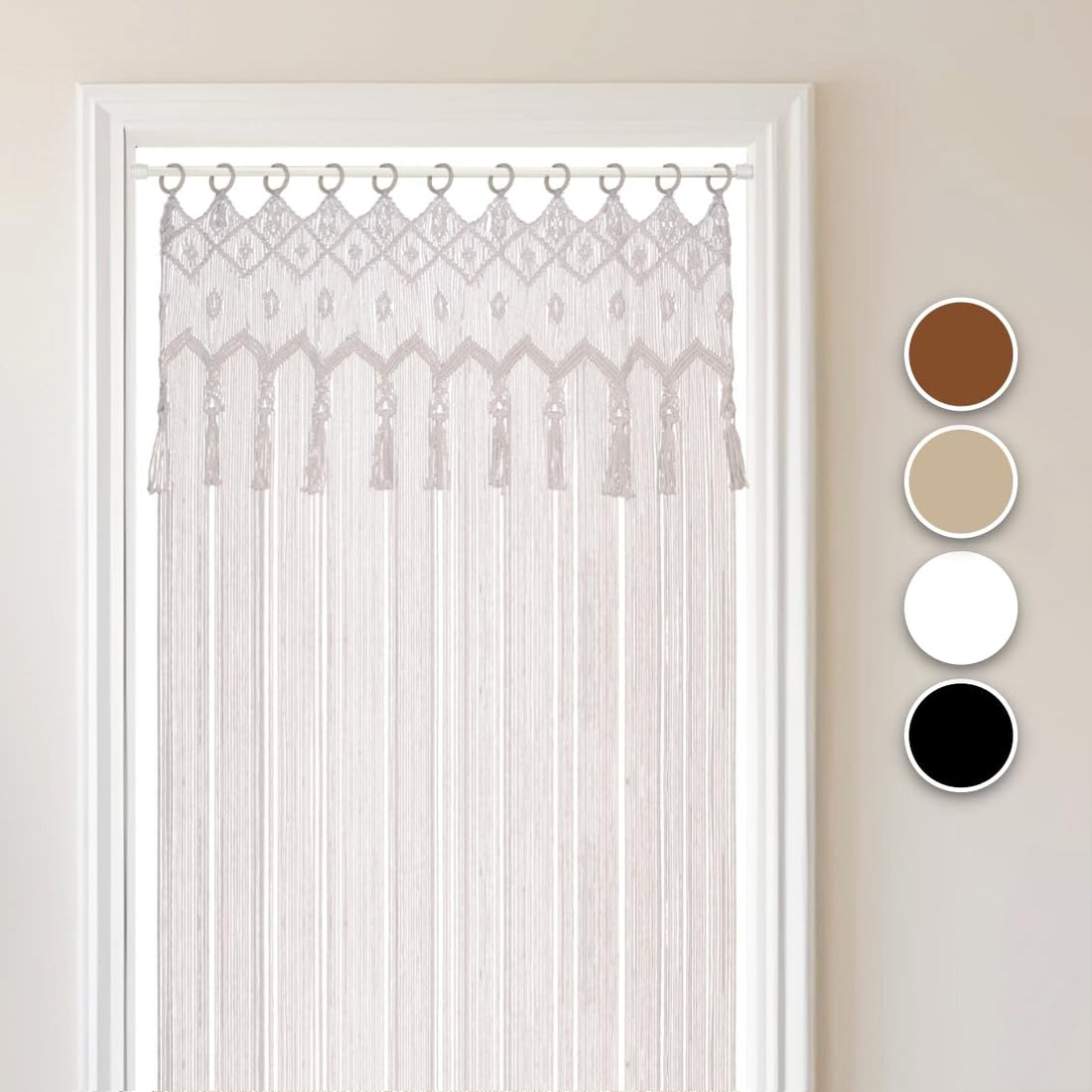 Cozyor Macrame Boho Curtain Door Curtain Window Curtain 132 x 200 cm as Room Divider Wall Hanging & Decoration White for Grape Arch, Wedding, Living Room, Bedroom
