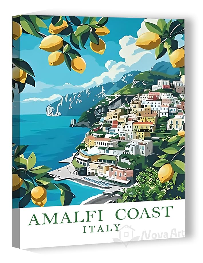 NOVA ART Canvas Wall Art Print Modern Artwork Amalfi Coast Italy Wall Art for Bedroom Living Room Office etc Modern Home Decor 20x30cm