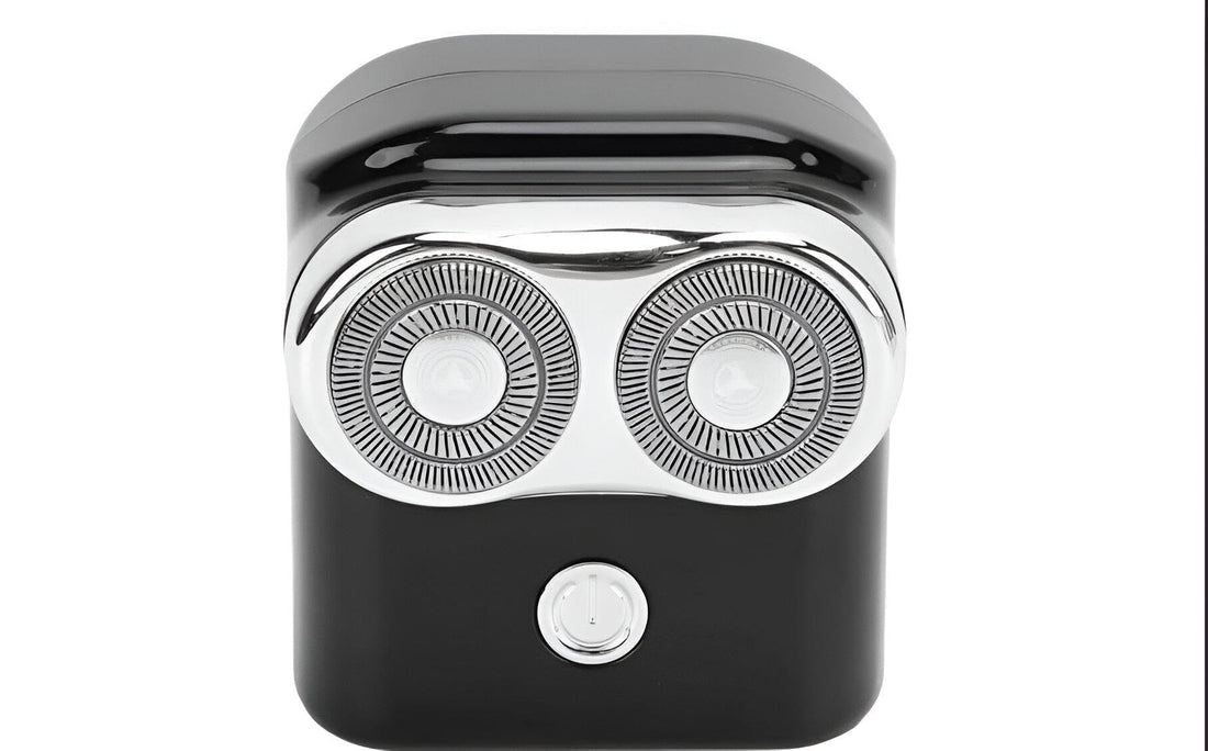 Electric Shaver with Floating Blades - Dual-head design ensures precision grooming, wireless charging, USB cable and cleaning brush included, modern black and silver finish