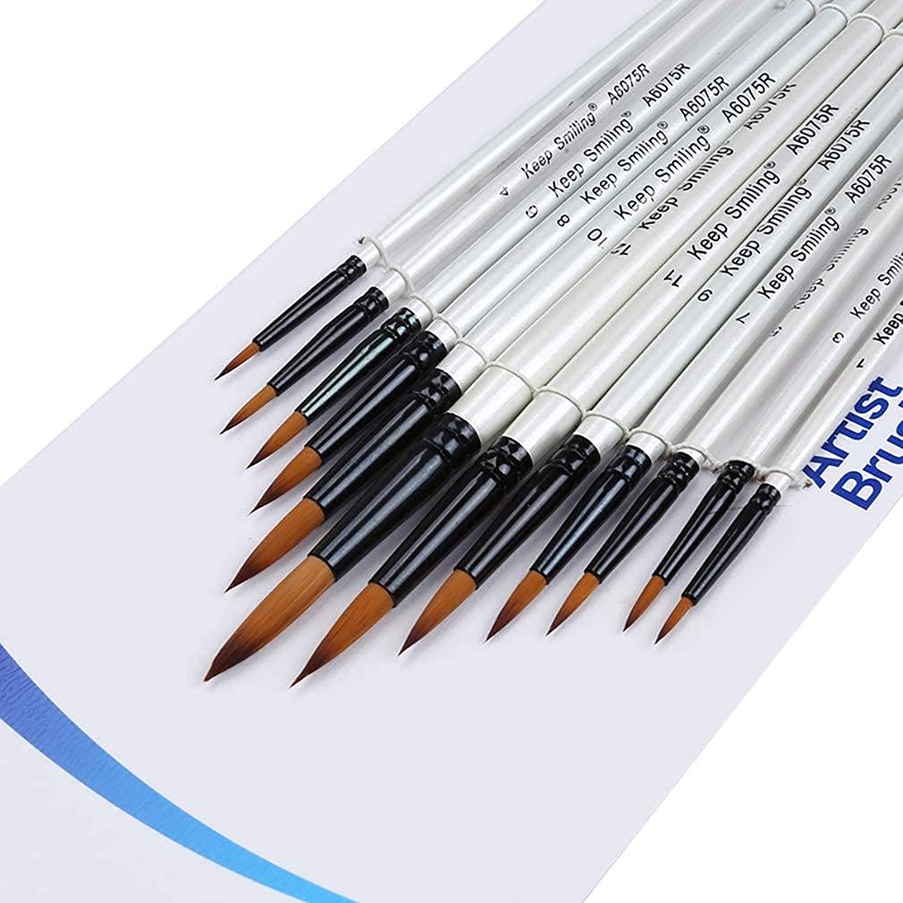Keep Smiling Round brushes set of 12 brushes of different sizes - White Black