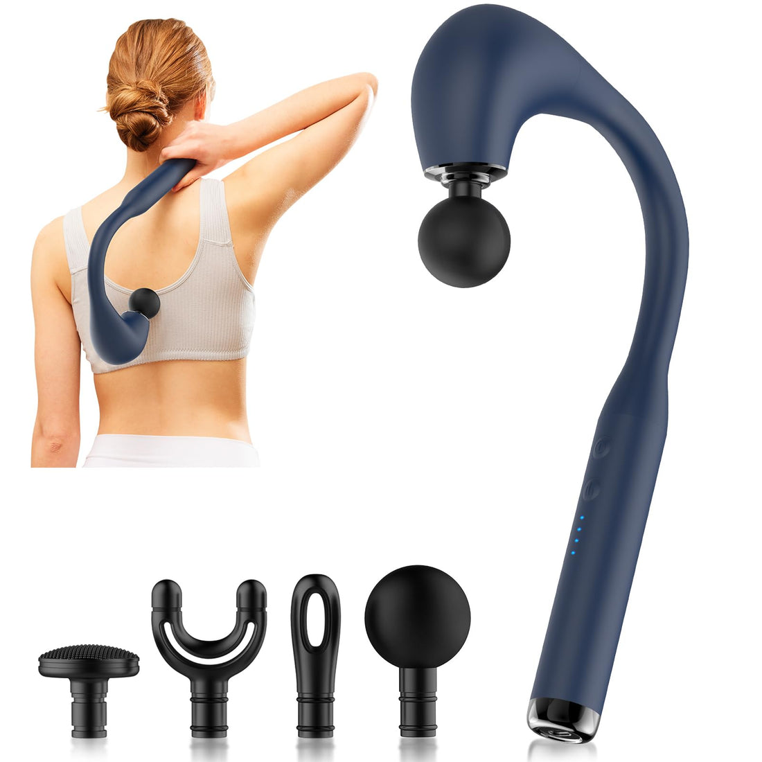 Massage Gun with Extended Handle Revolutionary U-Shaped Back Massager for Pain Relief Deep Tissue Body Massager for Neck,Shoulder,Leg-Reach Every Muscle with Ease (Dark Blue)