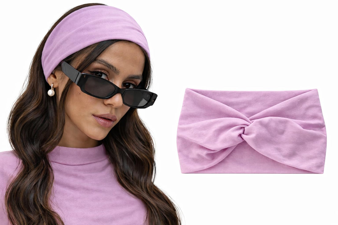Knitted Cotton Headband for Women's, 95% Cotton, Turban Headband for Women Girls Headwrap Accessories for Women and Girls Cute Knot Hair. (Lavender Pink, One Size)