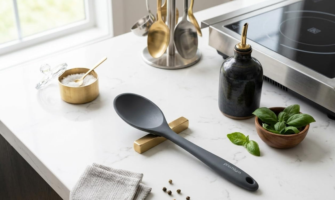 Silicone Cooking Spoon One -Piece Solid Molded Design Heat Resistant Kitchen Utensil for Daily Food Preparation Non-Stick Surface Durable Material