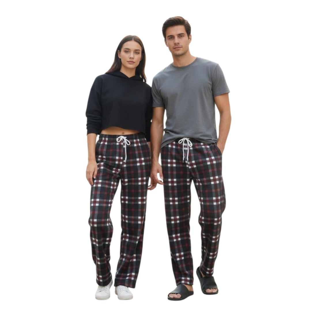 Unisex Polar Plaid Pants for Women Men Girls Youth - Wide Leg with Pockets - One Piece
