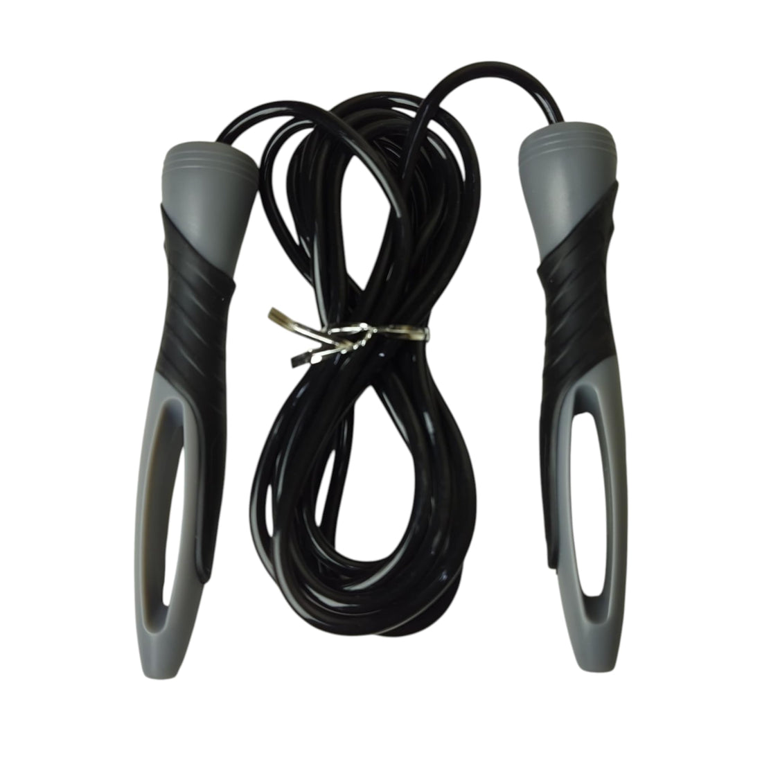 MD STAY FIT Jump Rope with Ball Bearing, Black and Grey, Ergonomic Handles, Fitness Exercise Cardio Training