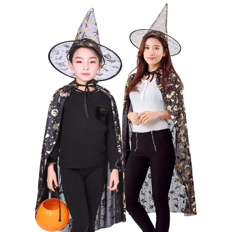 Halloween Scary Cloak Sets Cosplay Costume Wizard Cloak And Hat - Girl Boy Adult Cosplay Holiday Party