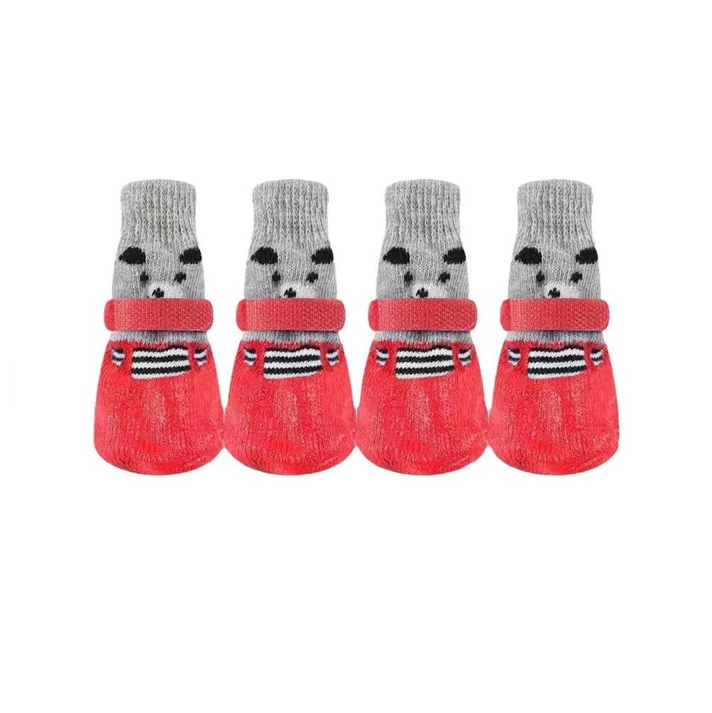fashion mania Dog Shoes, Dog Cat Paw Socks with Anti Slip Sole Adjustable, Dog Socks, Dog Shoes for Hot Cold Pavement, Dog Paw Protector, Outdoor Dog Shoes, Dog Grip Socks (L(8-10.5) kg, red)