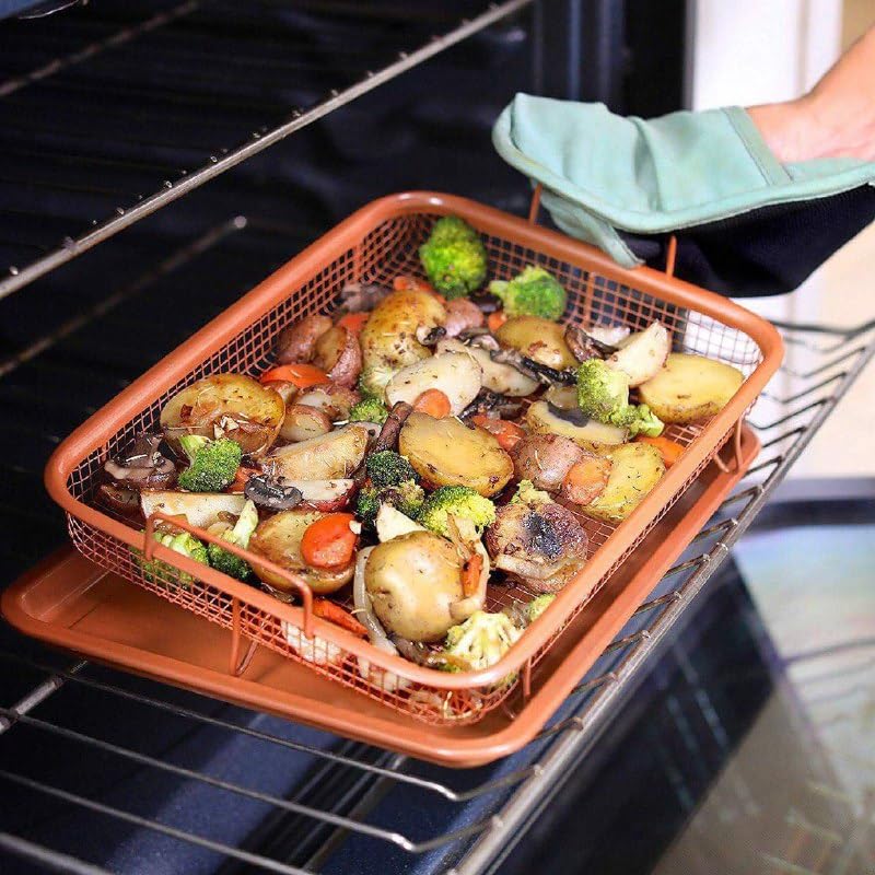 Eat Mohammed and Crisp Non-Stick Roasting Strainer Sheet Pan in Oven, Large Size